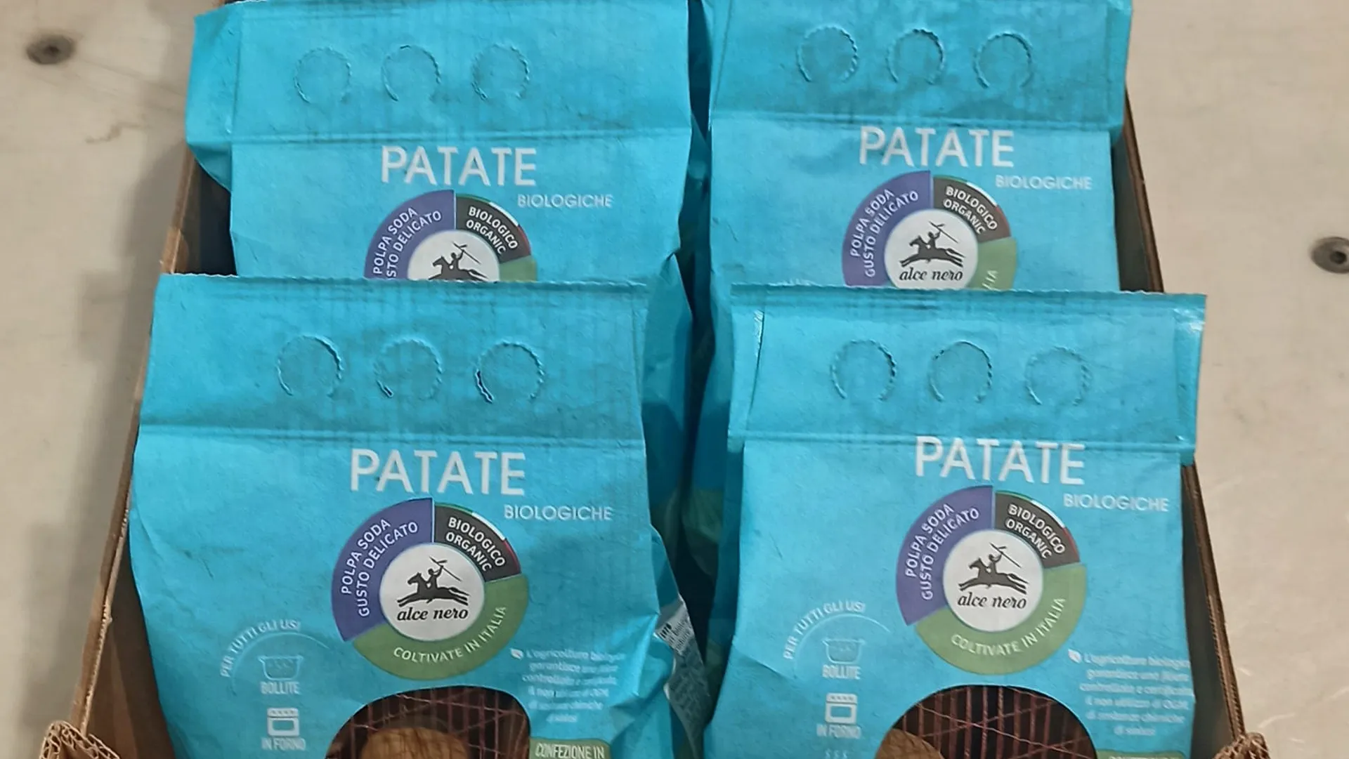 Brio lancia il nuovo pack green per le patate bio Alce Nero