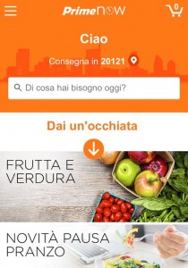 App Prime Now di Amazon con la nuova sezione frutta e verdura