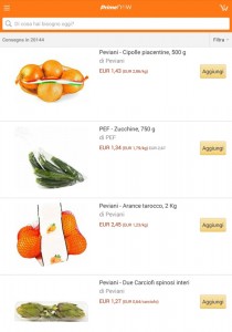 App Prime Now di Amazon: alcune referenze di frutta e verdura in assortimento